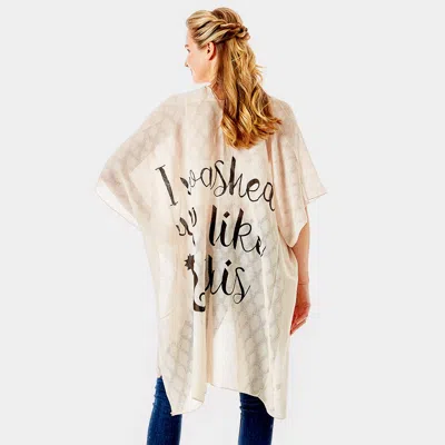 Fashnzfab 'i Washed Up Like This' Solid Lettering Cover Up Poncho In Neutral