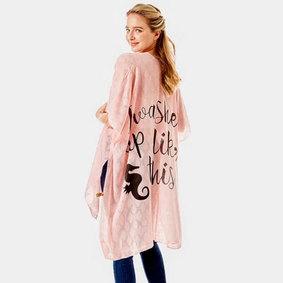 Fashnzfab 'i Washed Up Like This' Solid Lettering Cover Up Poncho In Pink