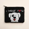 Fashnzfab I Woof You Message Puppy Seed Beaded Mini Pouch Bag In Black