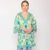 Fashnzfab Ikat Print Cover Up Poncho In Green