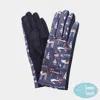 Fashnzfab Illustrated Cat Pattern Printed Smart Touch Gloves In Blue