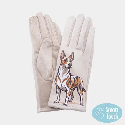 Fashnzfab Illustrated Dog Printed Smart Touch Gloves In Gray
