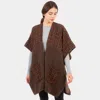 Fashnzfab Indian Tribe Pattern Pocket Cape Poncho In Brown