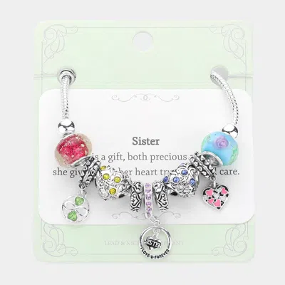 Fashnzfab Infinity Heart Sister I Love U Forever Message Charm Multi Bead Bracelet - Multi