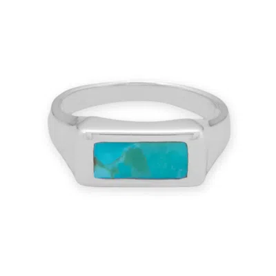 Fashnzfab Inlay Turquoise Bar Ring In Neutral