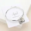 Fashnzfab Innocence Love April Heart Birthday Stone Charm Bracelet Antique Silver, Clear In Multi