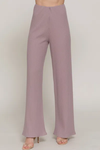 Fashnzfab Inside Elastic Waistband Wide Rib Knit Pants