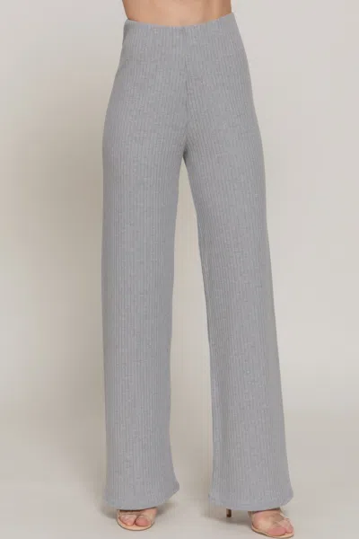 Fashnzfab Inside Elastic Waistband Wide Rib Knit Pants