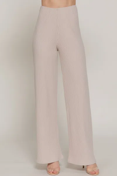 Fashnzfab Inside Elastic Waistband Wide Rib Knit Pants