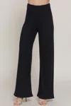 Fashnzfab Inside Elastic Waistband Wide Rib Knit Pants