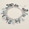 Fashnzfab Inspirational Engraved Faith Cross Charm Embellished Bracelet In Multi