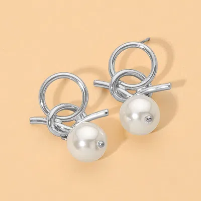Fashnzfab Interlocking Knot Pearl Drop Earrings In Multi