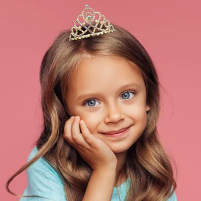 Fashnzfab Intricate Openwork Rhinestone Paved Princess Crown Mini Tiara In Gold
