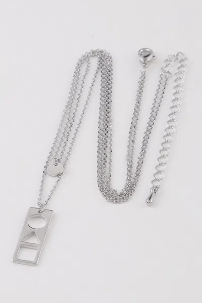 Fashnzfab Inverted Shape Pendant Necklace In Silver
