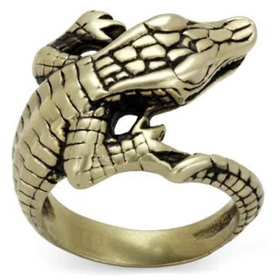 Fashnzfab Ip Antique Copper Stainless Steel Ring With Epoxy In Jet In Multi