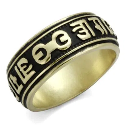 Fashnzfab Ip Antique Copper Stainless Steel Ring With Epoxy In Jet In Multi