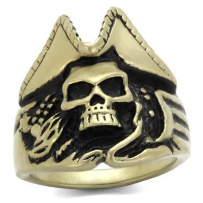Fashnzfab Ip Antique Copper Stainless Steel Ring With Epoxy In Jet In Multi