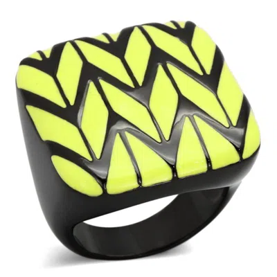Fashnzfab Ip Black(ion Plating) Stainless Steel Ring With Epoxy In Topaz In Metallic