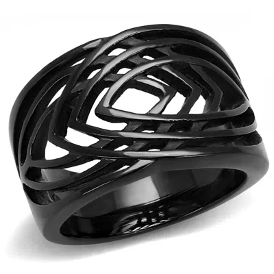 Fashnzfab Ip Black(ion Plating) Stainless Steel Ring With No Stone
