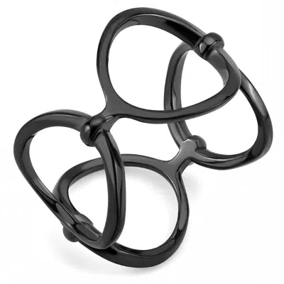 Fashnzfab Ip Black(ion Plating) Stainless Steel Ring With No Stone