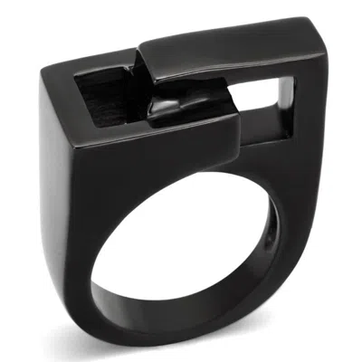 Fashnzfab Ip Black(ion Plating) Stainless Steel Ring With No Stone