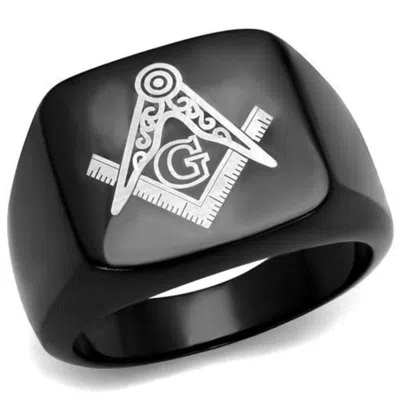Fashnzfab Ip Black(ion Plating) Stainless Steel Ring With No Stone In Metallic