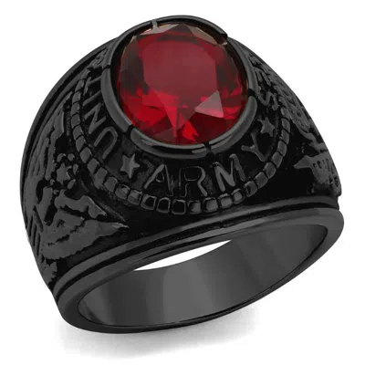 Fashnzfab Ip Black(ion Plating) Stainless Steel Ring With Synthetic Synthetic Glass In Siam
