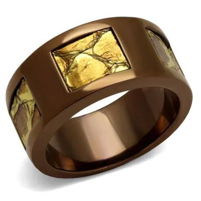 Fashnzfab Ip Coffee Light Stainless Steel Ring With No Stone In Gold