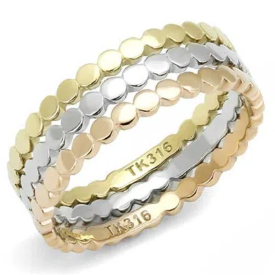 Fashnzfab Ip Gold & Ip Rose Gold (ion Plating) Stainless Steel Ring With No Stone In Multi