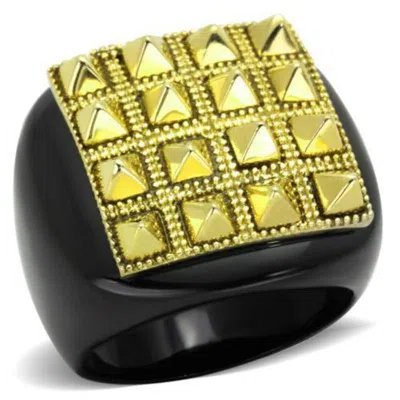 Fashnzfab Ip Gold+ Ip Black (ion Plating) Stainless Steel Ring With No Stone