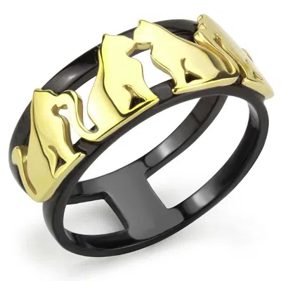 Fashnzfab Ip Gold+ Ip Black (ion Plating) Stainless Steel Ring With No Stone In Purple
