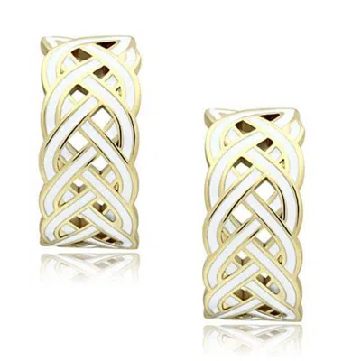 Fashnzfab Ip Gold(ion Plating) Brass Earrings With Epoxy In White