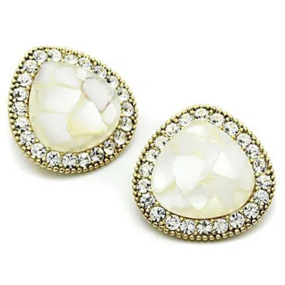 Fashnzfab Ip Gold(ion Plating) Brass Earrings With Synthetic Synthetic Stone In Clear In Multi
