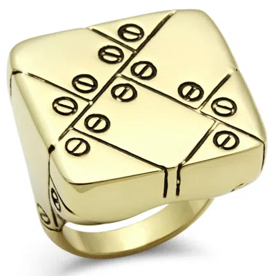 Fashnzfab Ip Gold(ion Plating) Brass Ring With Epoxy In Jet In Metallic