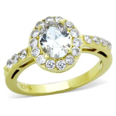 Fashnzfab Ip Gold(ion Plating) Stainless Steel Ring With Aaa Grade Cz In Clear