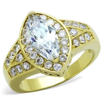 Fashnzfab Ip Gold(ion Plating) Stainless Steel Ring With Aaa Grade Cz In Clear In Pattern