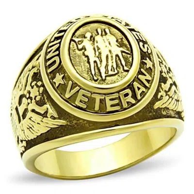 Fashnzfab Ip Gold(ion Plating) Stainless Steel Ring With Epoxy In Jet