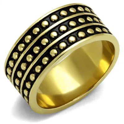 Fashnzfab Ip Gold(ion Plating) Stainless Steel Ring With Epoxy In Jet