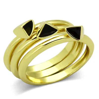 Fashnzfab Ip Gold(ion Plating) Stainless Steel Ring With Epoxy In Jet In Multi