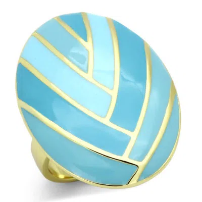 Fashnzfab Ip Gold(ion Plating) Stainless Steel Ring With Epoxy In Multi Color In Burgundy