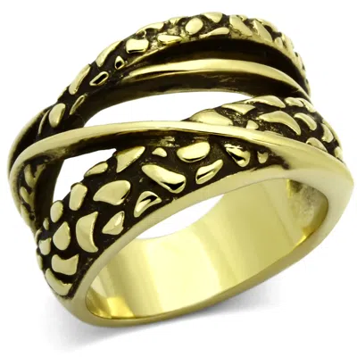 Fashnzfab Ip Gold(ion Plating) Stainless Steel Ring With No Stone