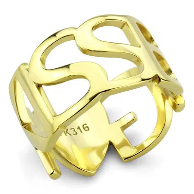 Fashnzfab Ip Gold(ion Plating) Stainless Steel Ring With No Stone In Neutral
