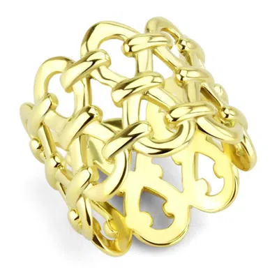 Fashnzfab Ip Gold(ion Plating) Stainless Steel Ring With No Stone