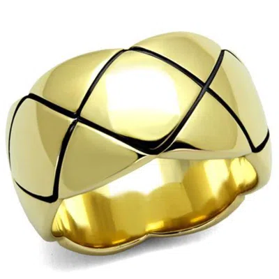 Fashnzfab Ip Gold(ion Plating) Stainless Steel Ring With No Stone In Neutral