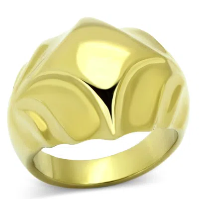 Fashnzfab Ip Gold(ion Plating) Stainless Steel Ring With No Stone In Pattern