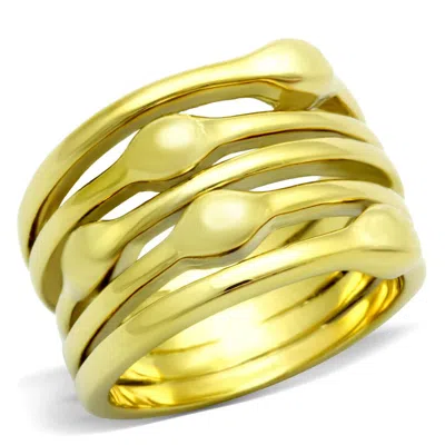 Fashnzfab Ip Gold(ion Plating) Stainless Steel Ring With No Stone In Pattern