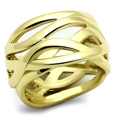 Fashnzfab Ip Gold(ion Plating) Stainless Steel Ring With No Stone In Pink