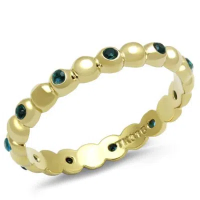 Fashnzfab Ip Gold(ion Plating) Stainless Steel Ring With Synthetic Synthetic Glass In Montana