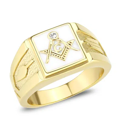 Fashnzfab Ip Gold(ion Plating) Stainless Steel Ring With Top Grade Crystal In Clear In Multi