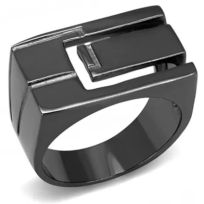 Fashnzfab Ip Light Black Stainless Steel Ring With No Stone In Multi